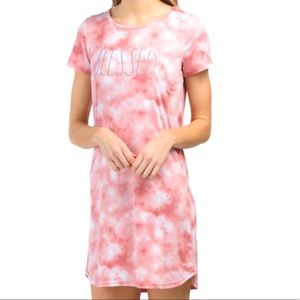 NEW Rae Dunn Pink Tie Dye BLESSED Nightshirt Small Short Sleeve
